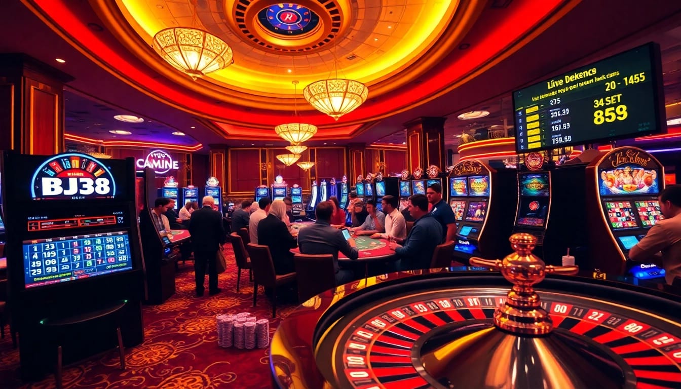 Engaging BJ38 gaming scene showcasing players at a vibrant casino table.