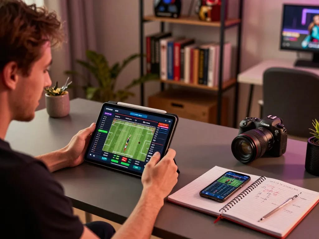 Player engaging with LV88 through an online sports betting app, analyzing odds and strategy notes