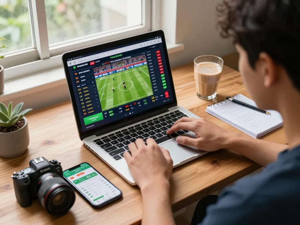 Person actively placing bets on bongdalu88 platform in a cozy home setting.