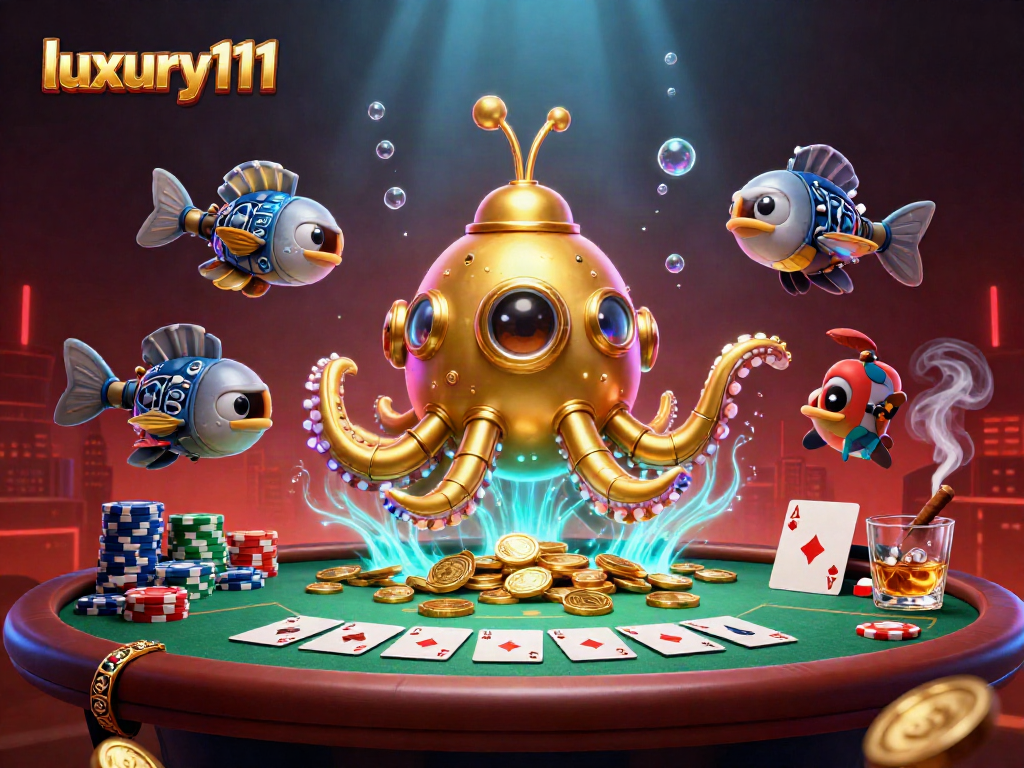 Experience the thrilling adventure of luxury111 with a kraken submarine amid poker excitement.