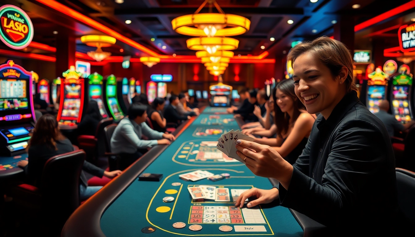 Experience the thrill of online gaming at winvn88.live with vibrant casino scenes and winning moments.
