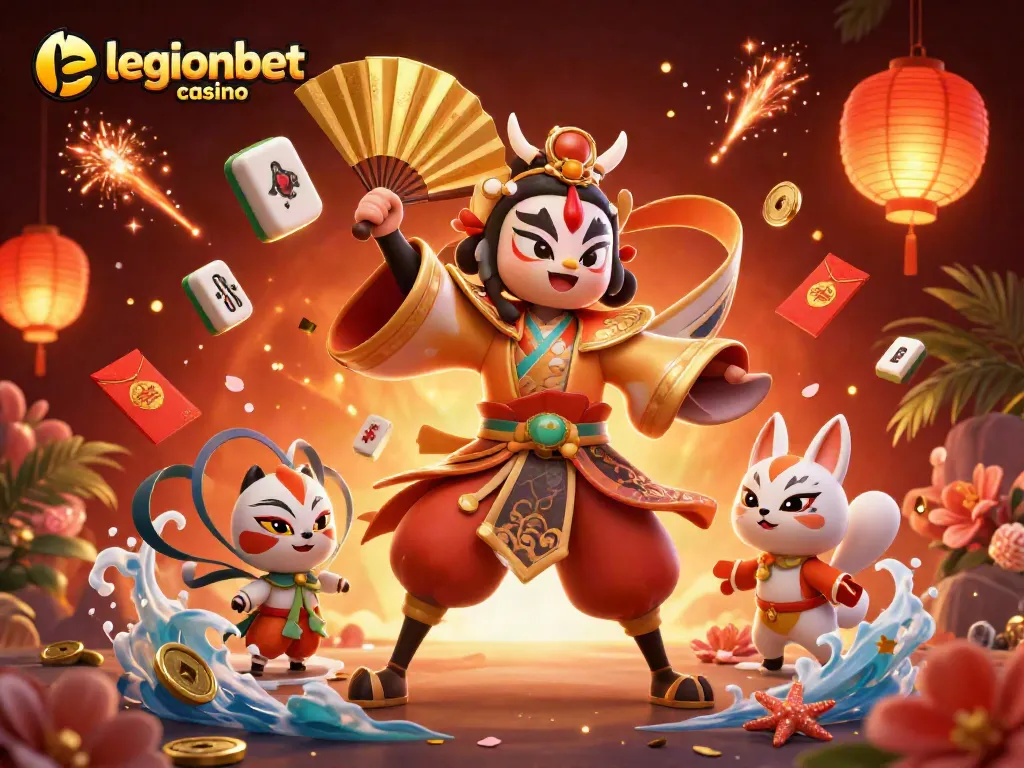 Join the excitement at legionbet casino with vibrant characters and festive game elements.