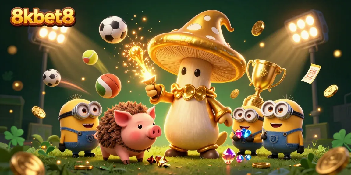 Bet on 8xbet8 with thrilling sports magic, golden coins, and vibrant casino elements.