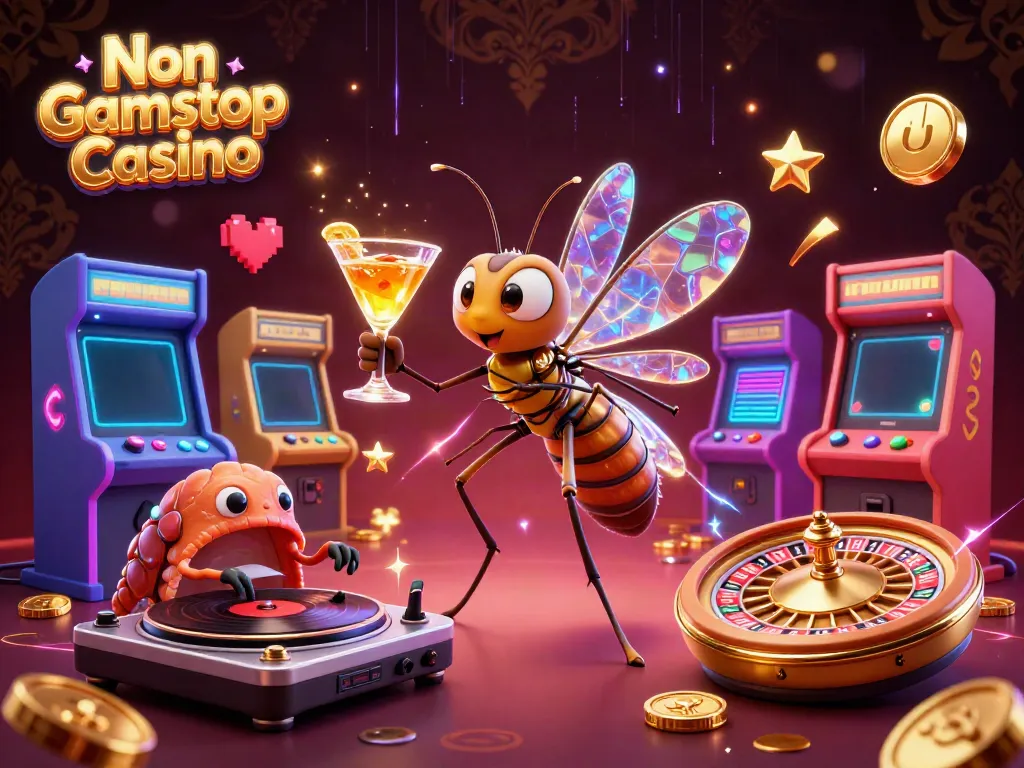 Experience high-energy gaming in a Non Gamstop Casino with unique characters and vibrant arcade elements.