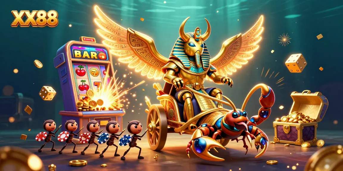 Engage with exciting slot gameplay at XX88 with a vibrant 3D casino scene featuring dynamic elements.
