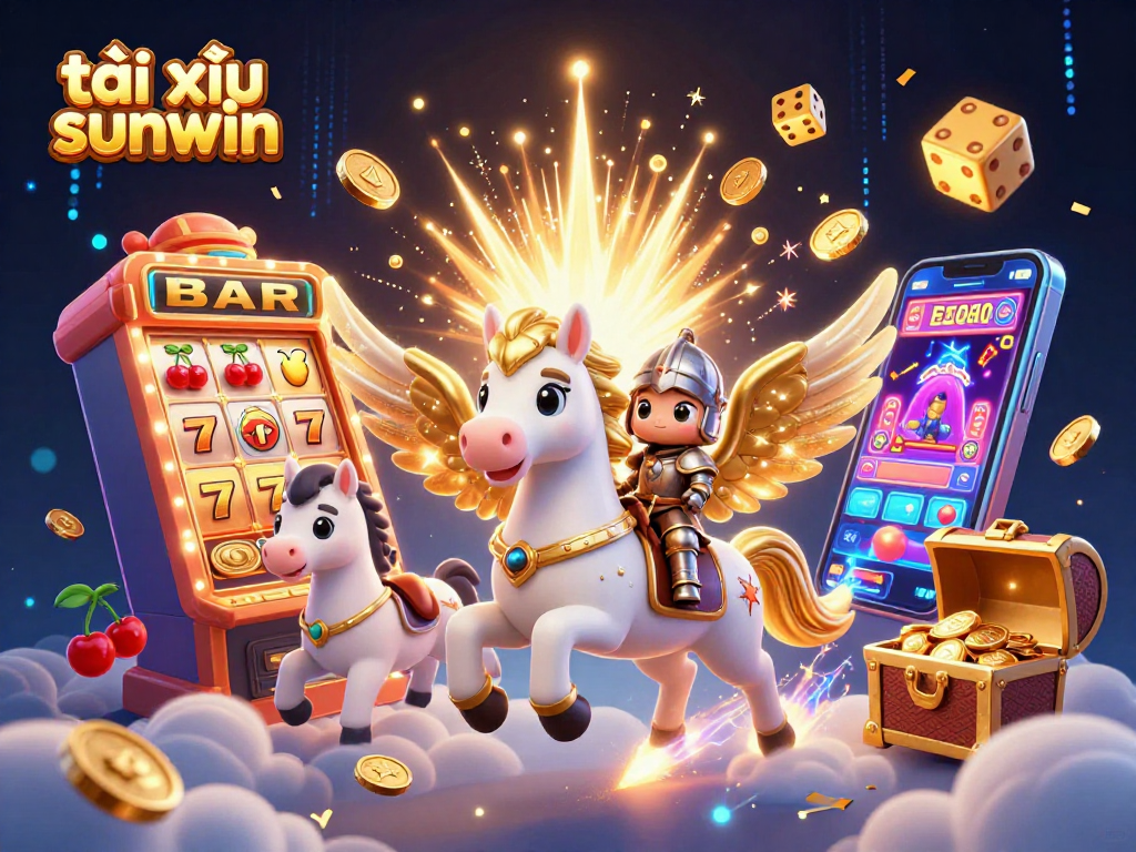 Experience the thrill of tài xỉu sunwin with a vibrant casino scene of winning symbols and dynamic characters.