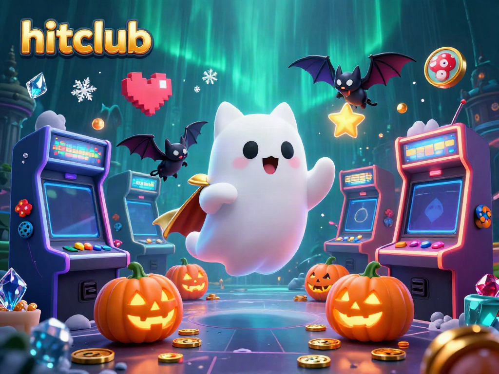 Experience the thrilling atmosphere of hitclub with ghostly characters in a lively casino scene.