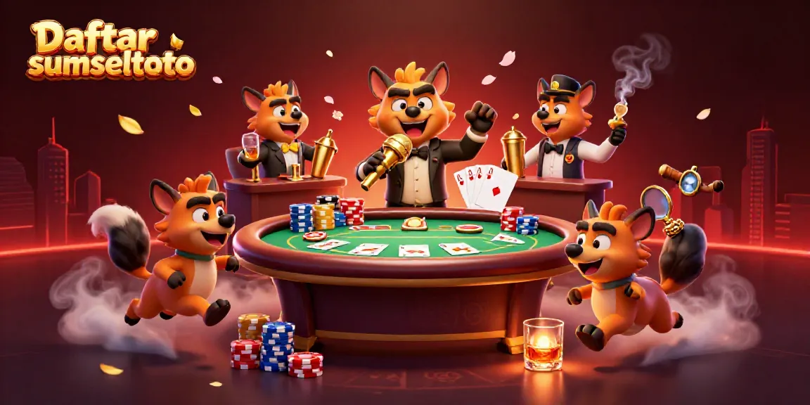 Experience the thrill of Daftar sumseltoto in this vibrant casino scene with animated hyenas.