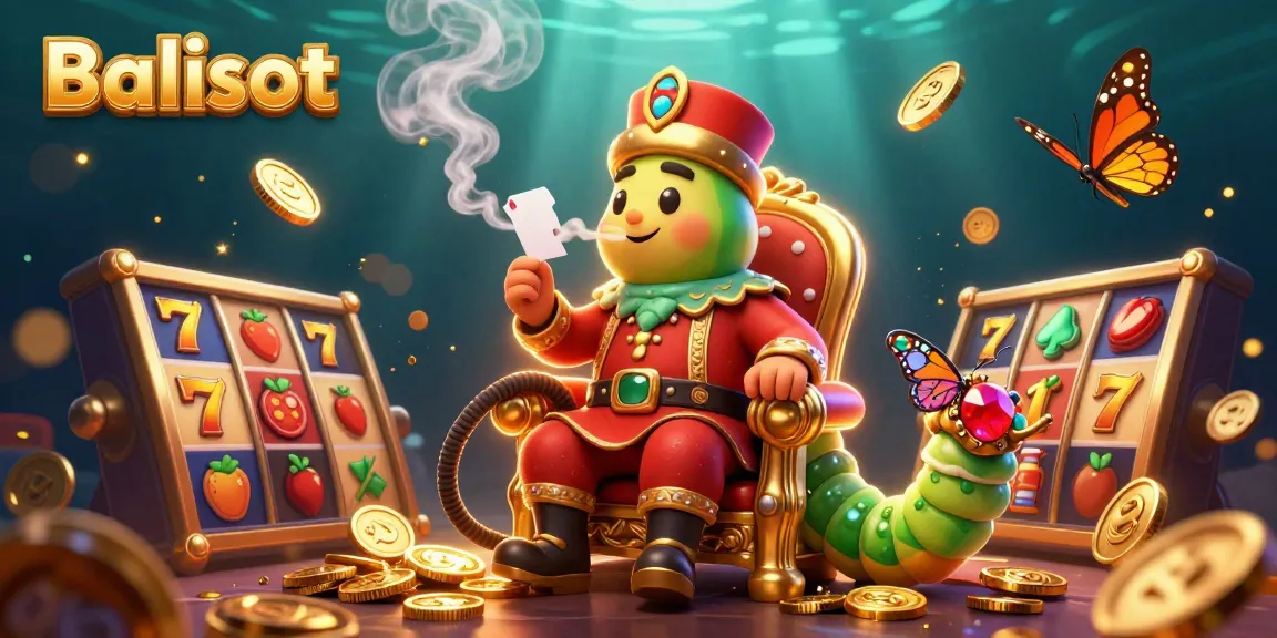 Balislot offers vibrant slot gameplay with a unique caterpillar character in a rich casino scene.