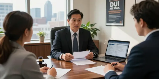 Atlanta DUI lawyer consultation discussing Forsyth County Georgia DUI arrests with a client in a professional office setting.