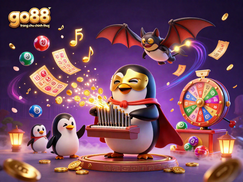 Engaging scene of go88 trang chu chinh thuc showcasing a lively lottery atmosphere with animated characters and dynamic game elements.