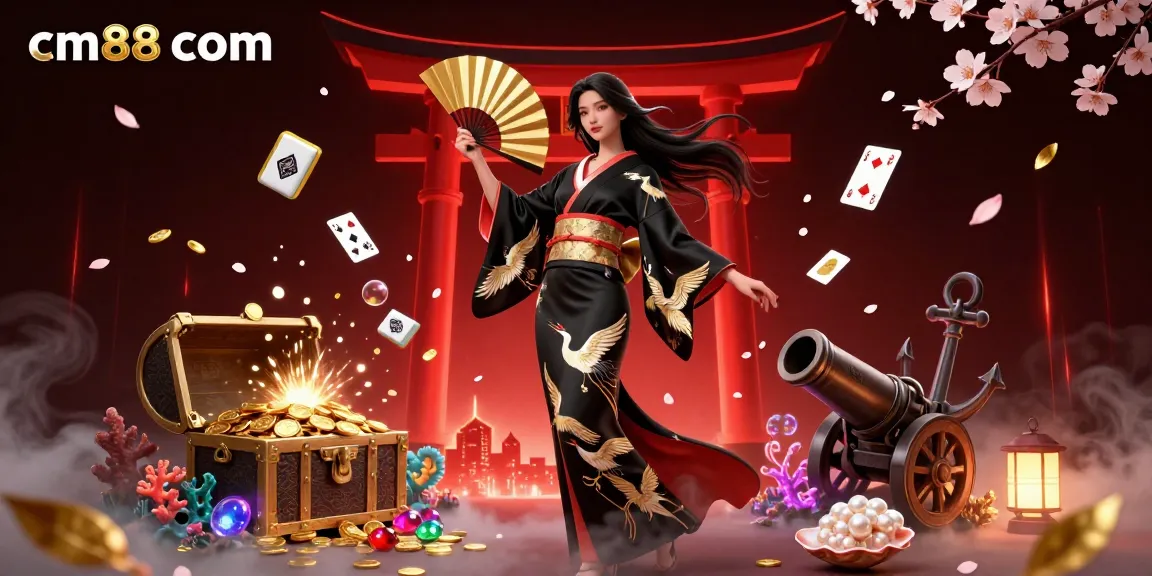 Experience thrilling action at cm88 com with casino games, floating mahjong tiles, and a captivating atmosphere.