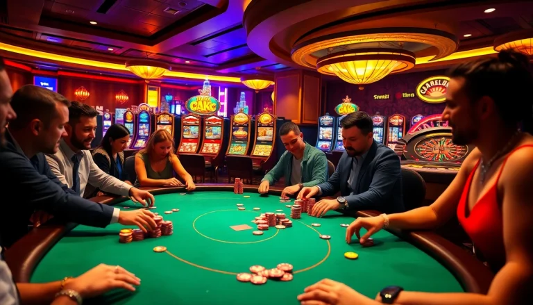 Experience the thrill of poker games at 99 ok casino with colorful chips and high stakes.