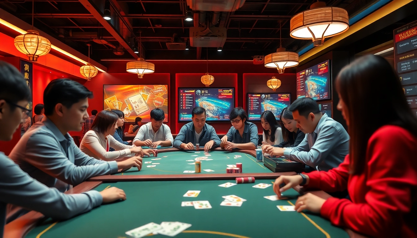 Exciting online gaming scene showcasing gamebaidoithuong.com.vc with players engaged in popular card games.