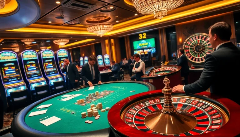 Players engaging in high-stakes poker at the j88 gaming table with vibrant chips and cards.