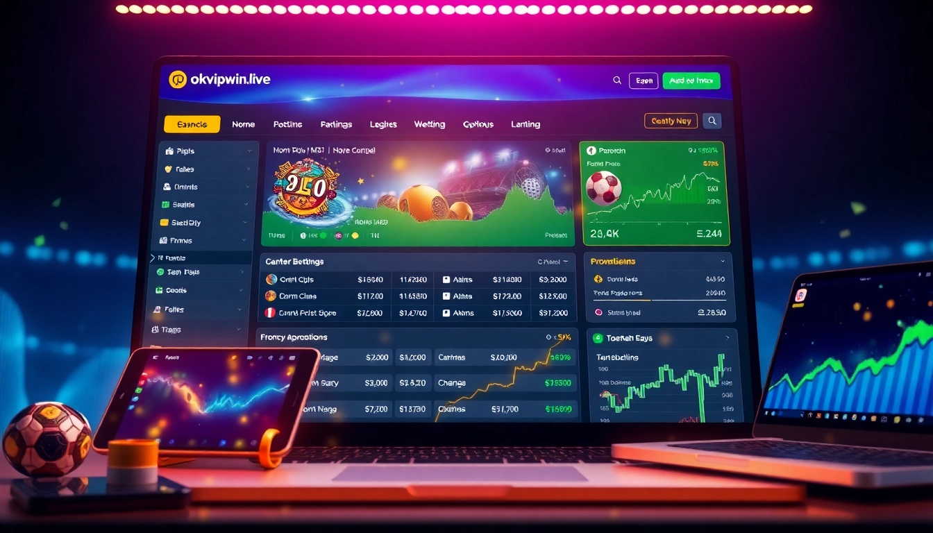 Experience the thrill of online betting on okvipwin.live with a modern interface showing real-time sports and casino options.