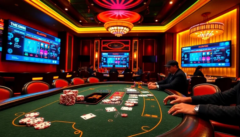 Play exciting games at https://33win.place/ in a vibrant casino atmosphere with rich decor and lively players.