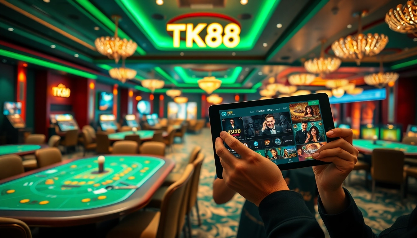 Experience the excitement of TK88 online casino gaming with a vibrant atmosphere and modern digital interfaces.