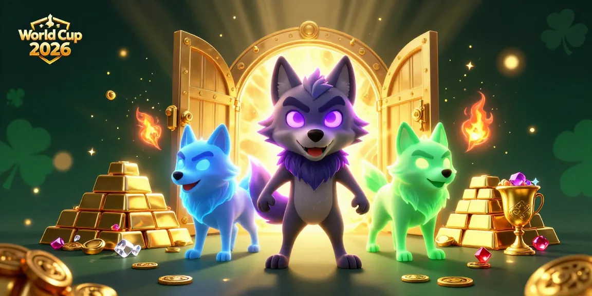 Engage with the World Cup 2026 as spectral wolves guard treasures in a vibrant casino scene.