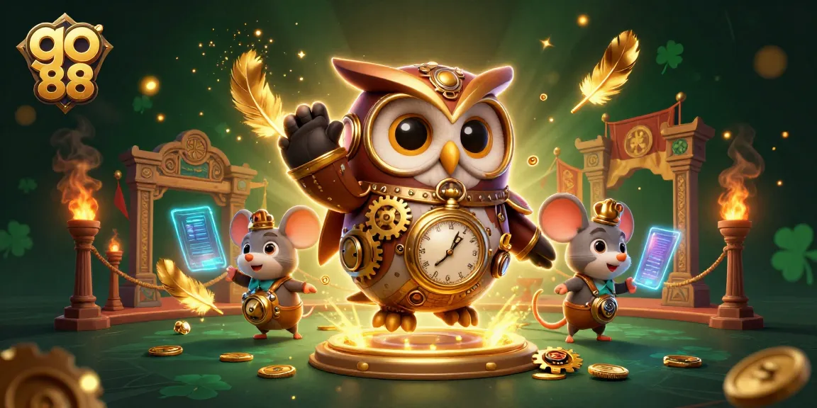 Experience the thrill with go 88 as the time-traveler owl and clockwork mouse explore a vibrant Victorian casino.