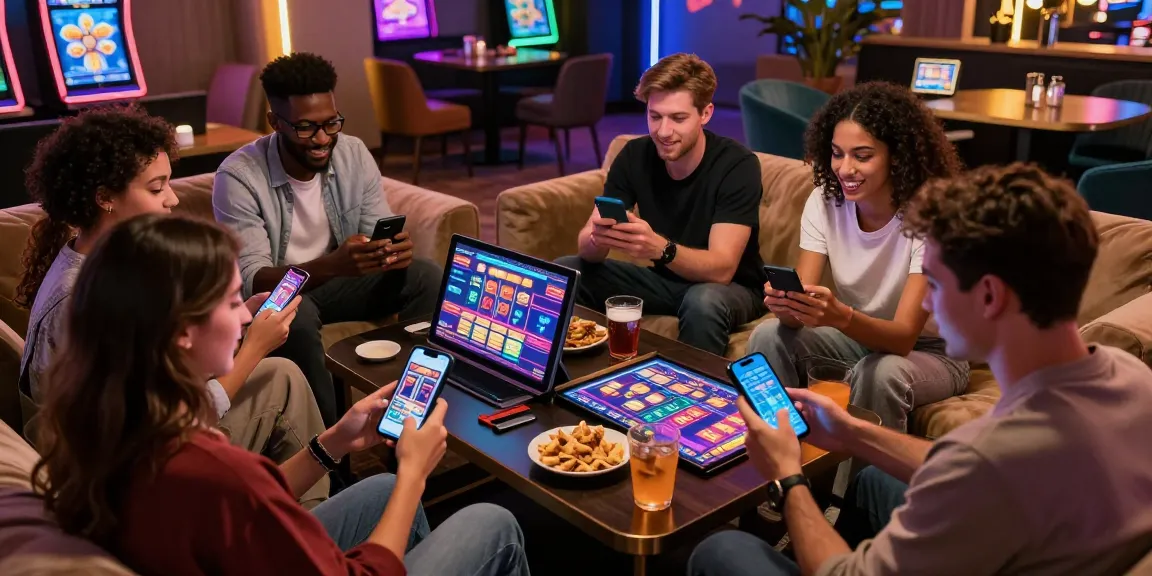Friends enjoying gameplay at credit card casinos around a coffee table, showcasing excitement and engagement.