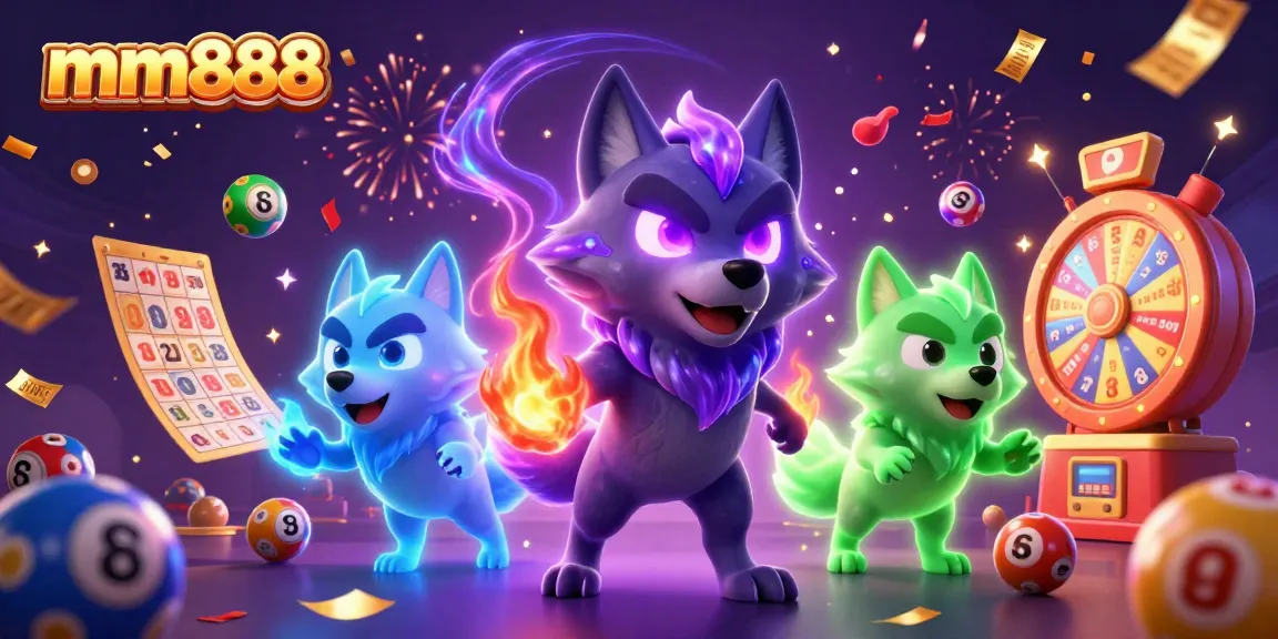 Experience the magic of mm888 with animated characters, lottery elements, and a vibrant casino atmosphere.