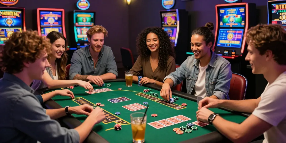 Friends enjoying a lively game night at an inviting table with online casinos that accept credit cards, showcasing fun and excitement.