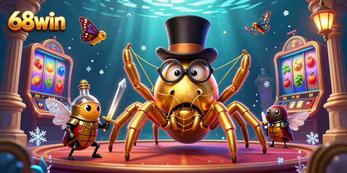 Experience thrilling gameplay at 68win with a lively 3D casino scene featuring vibrant slot machines and engaging characters.