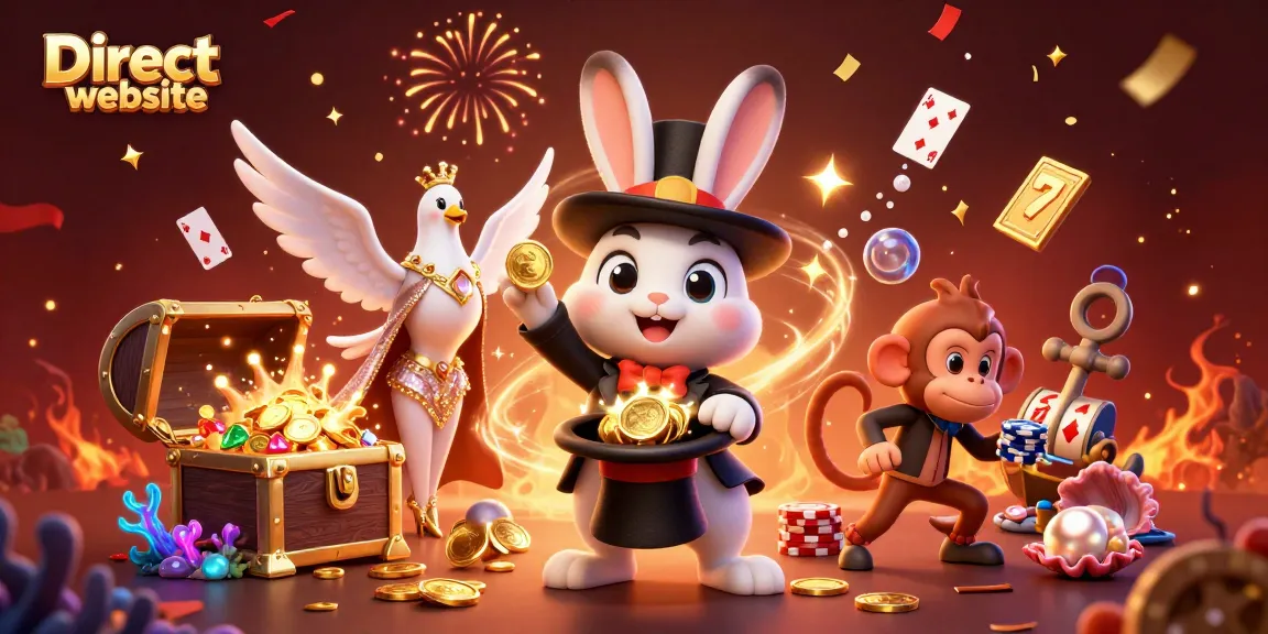 Experience the excitement on a Direct website with the magician rabbit and casino-themed elements in the air.