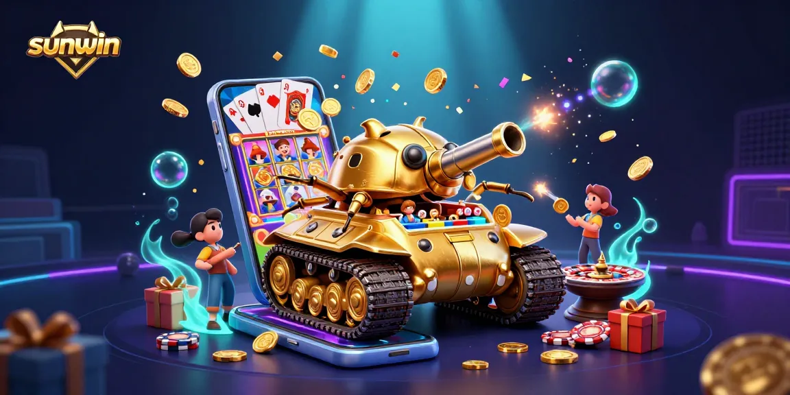 Engage with sunwin's dynamic casino world featuring a golden beetle tank revealing a miniature casino.