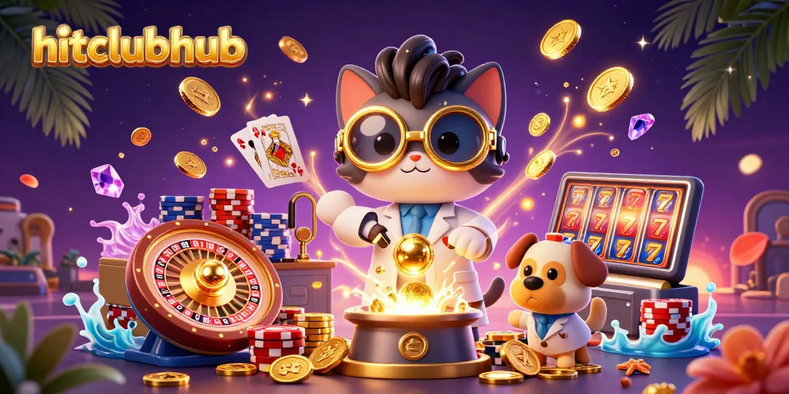 Catch the excitement at hitclubhub with a vibrant scene of a mad scientist cat and dog creating rewards in a casino