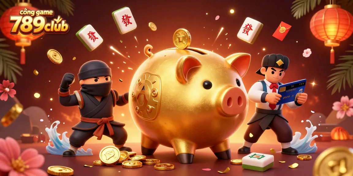 Experience excitement at cổng game 789club with dynamic characters amidst vibrant casino elements.
